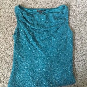 Carmen Marc Valvo Sz 8 teal beaded tank